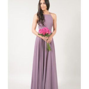 Adorn Boutique Space 46 Payton Halter Open Criss Cross Back Maxi Dress Mauve S